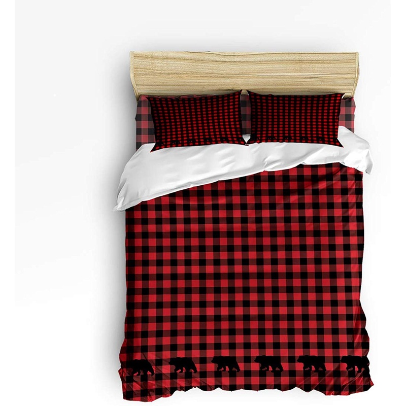 Red And Black Bear CLM1810128B Bedding Sets