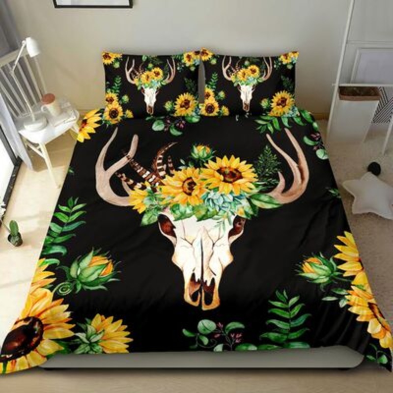 Sunflower And Deer Skull CLM2410254B Bedding Sets