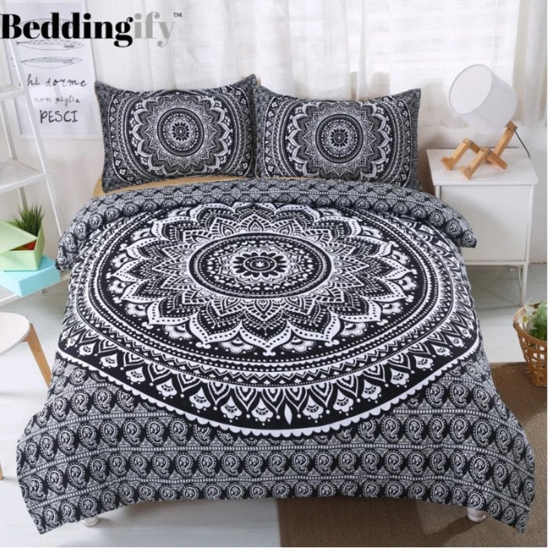 Black Lotus Mandala Pattern CLH1510029B Bedding Sets