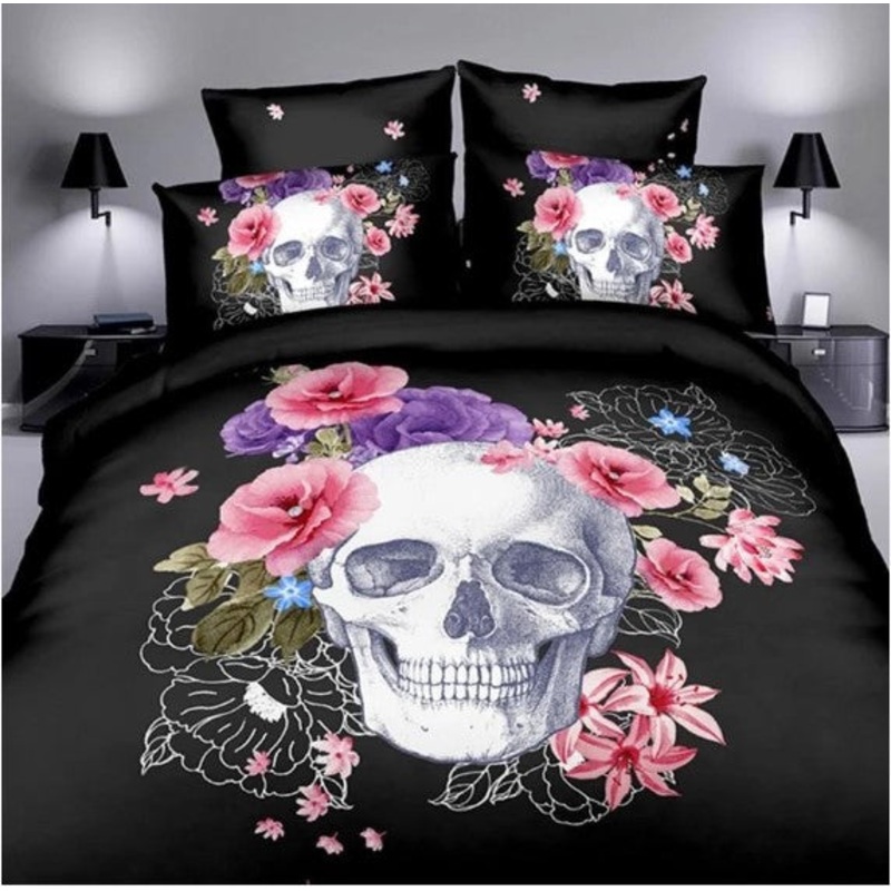 Black Skull Flowers CLA1210086B Bedding Sets