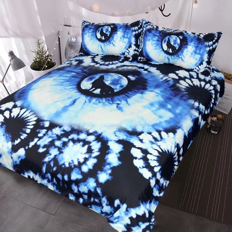 Blue And White Wolf Tie Dye CLH2211053B Bedding Sets