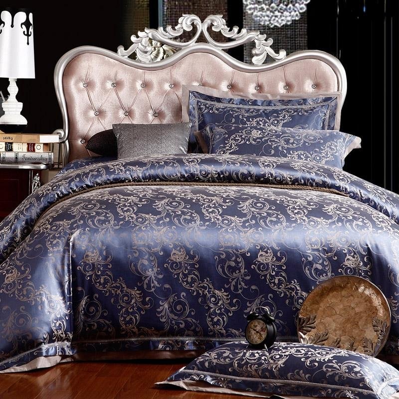 Boutique Dark Glaucous Blue And Gold Vintage Chic Floral CLA1210116B Bedding Sets