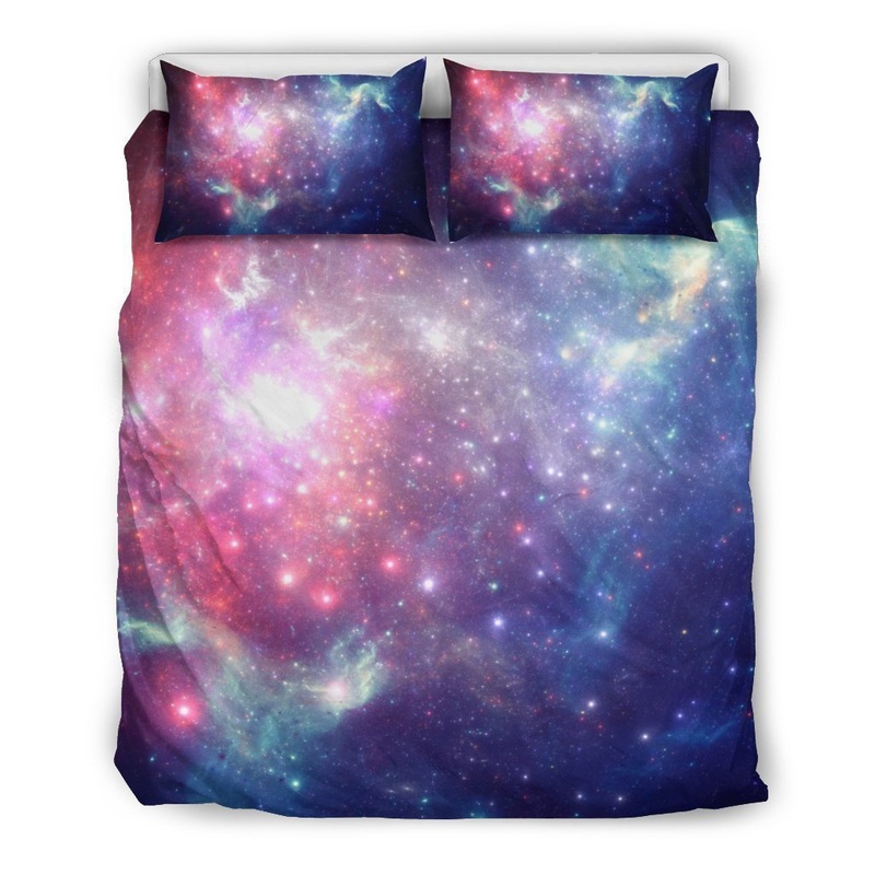 Bright Red Blue Stars Galaxy Space CL16100172MDB Bedding Sets