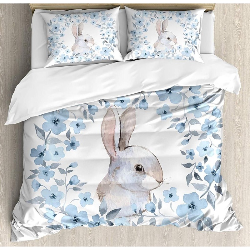 Bunny Rabbit Portrait In Floral CLP1910030TT Bedding Sets